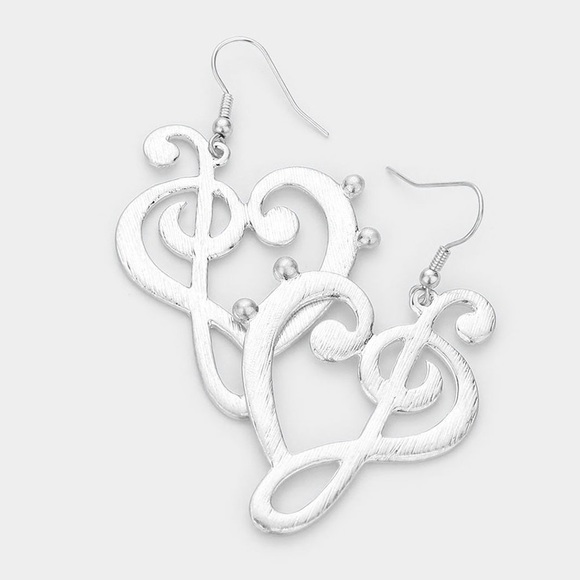Treble music note earrings - Picture 1 of 3
